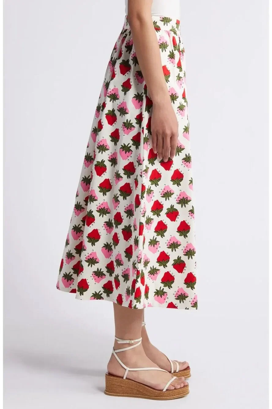 Boden Layla Strawberry Skirt Cotton Sateen $168.00 Whimsy Cottage - Picture 5 of 10